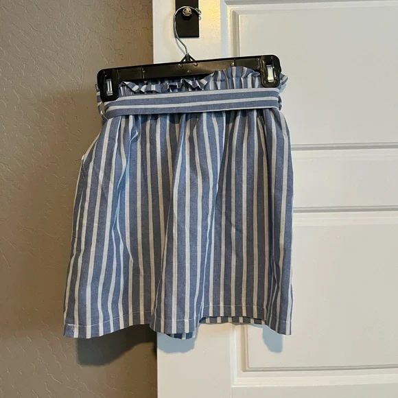Blue and White Stripes Mini Skirt - Picture 2 of 2